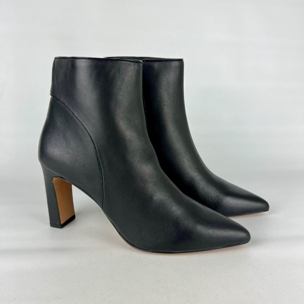 Steven Steve Madden Womens Jenn Pointed Toe Ankle Booties Black Leather size 9.5